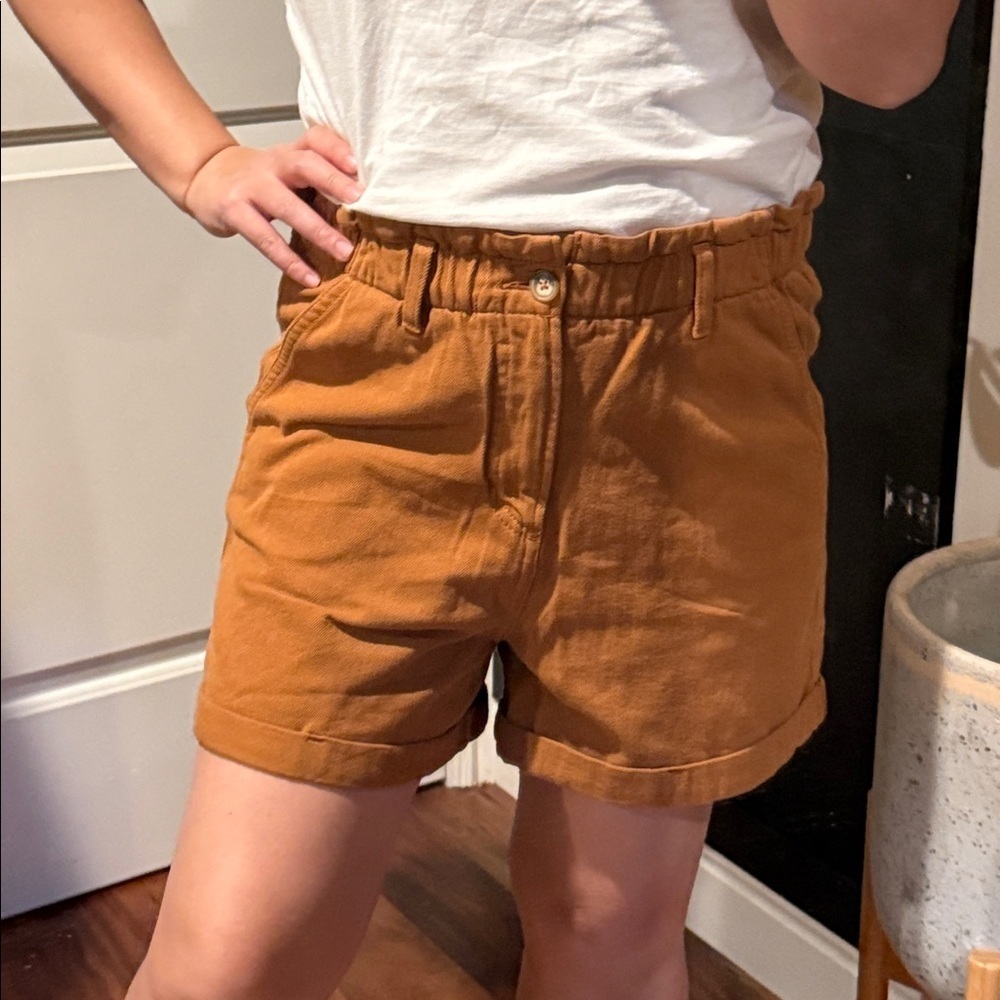 Tom Tailor 100% Cotton Relaxed High Rise Burnt Orange Short. Size M